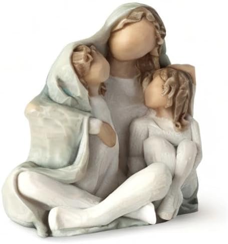 Willow Tree Cozy, Close Together, we Three, Loving Embrace from Mother, Grandmother, Caregiver, Nanny, Depicts Playful Relationship and Imaginative Play, Sculpted Hand-Painted Figure