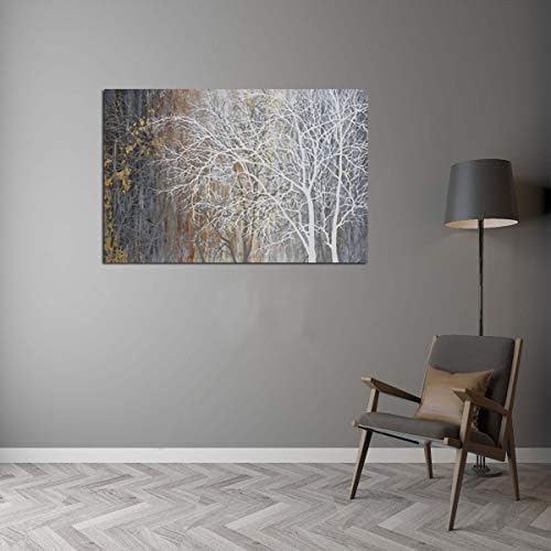 Yihui Arts Autumn Painting On Canvas White Tree Wall Art Large Landscape - Image 8