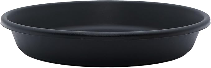 The HC Companies 8 Inch Round Plastic Classic Plant Saucer - Indoor Outdoor Plant Trays for Pots - 8.5"x8.5"x1.5" Black