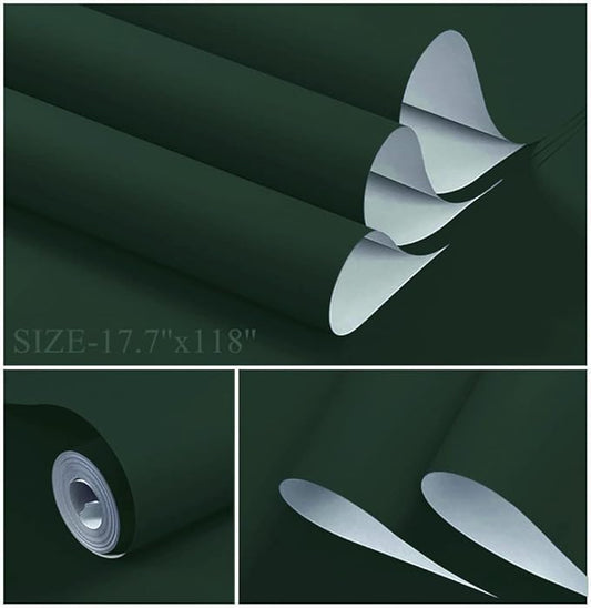 Dimoon 394''x17.7'' Dark Green Peel and Stick Wallpaper Contact Paper Modern - Image 2