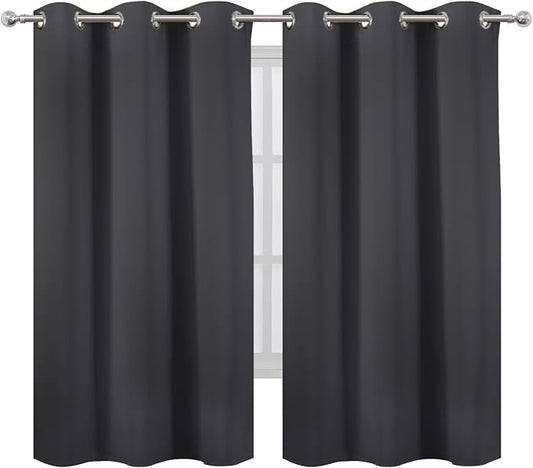 LEMOMO Blackout Curtains 42 x 63 inch/Dark Grey Curtains Set of 2 - Image 2