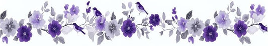 Purple Floral Wallpaper Border 196x4 Inch Peel and Stick Wall Border Self - Image 2