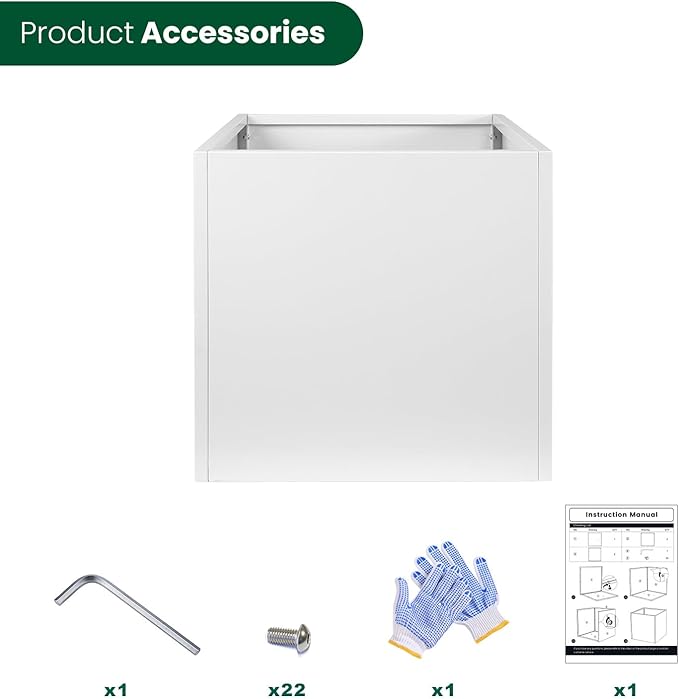 White Outdoor Planter Square Steel Planters Galvanized Steel Planter Box Indoor Metal Large Planters Cube Heavy Duty Flower Pot 20 Inch Modern Commercial Residential for Trees Patio Deck Yard Garden