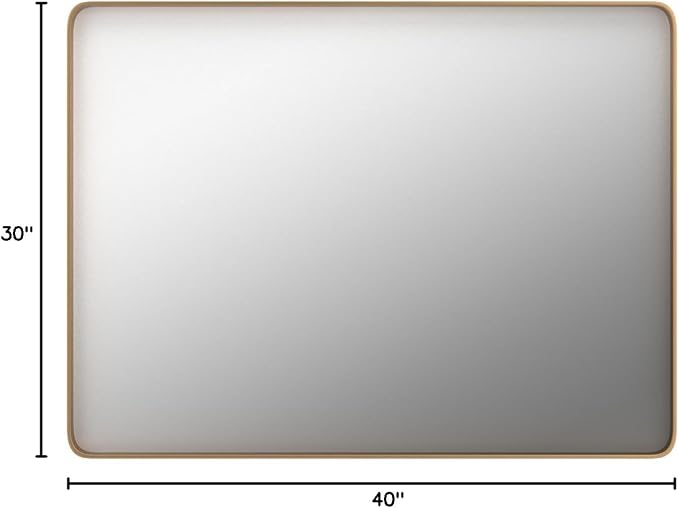 LOAAO 40”X30” Gold Bathroom Mirror, Rounded Rectangle Gold Frame Mirror - Image 9