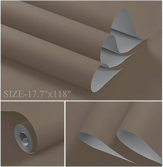Dimoon 110''x17.7'' Etoupe Peel and Stick Wallpaper Contact Paper Modern Self - Image 2