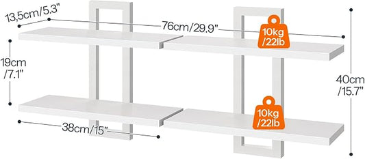 HOOBRO Floating Shelves, 15 Inch Wall Shelf Set of 2, Wall Mounted Storage - Image 2