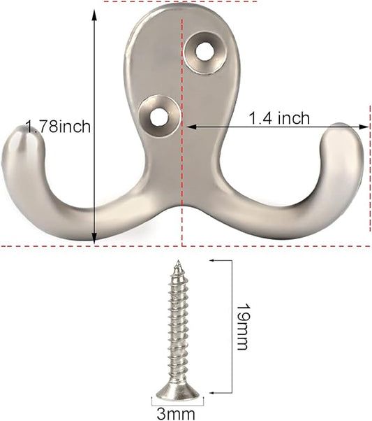 IBosins 28 Pack Heavy Duty Double Prong Coat Hooks Wall Mounted - Image 2