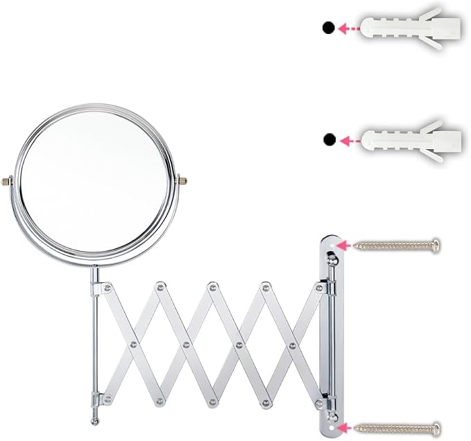 Welllink 8Inch Max Wall Mounted Bathroom Mirror, 10X Magnification - Image 9