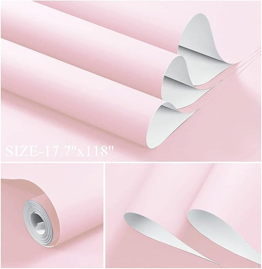 Dimoon 110''x17.7'' Pink Peel and Stick Wallpaper Contact Paper Modern Self - Image 2