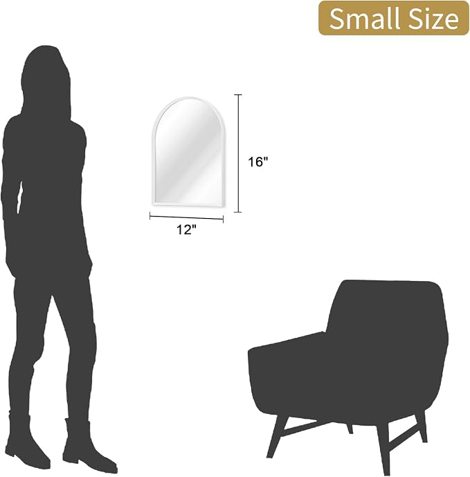 Arched Wall Mirror Bathroom Mirror Brushed Metal Vanity Wall Mounted Mirrors - Image 7