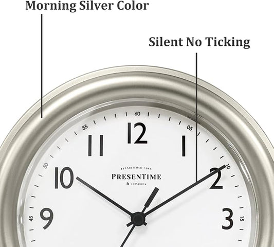 Presentime & Co. 8.5" Modern Farmhouse Essential Wall Clock, Silent Non Ticking - Image 2