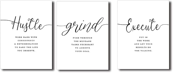 Canvas Grind Quote, Hustle Grind Execute, Inspirational Print, Office Wall Art - Image 8