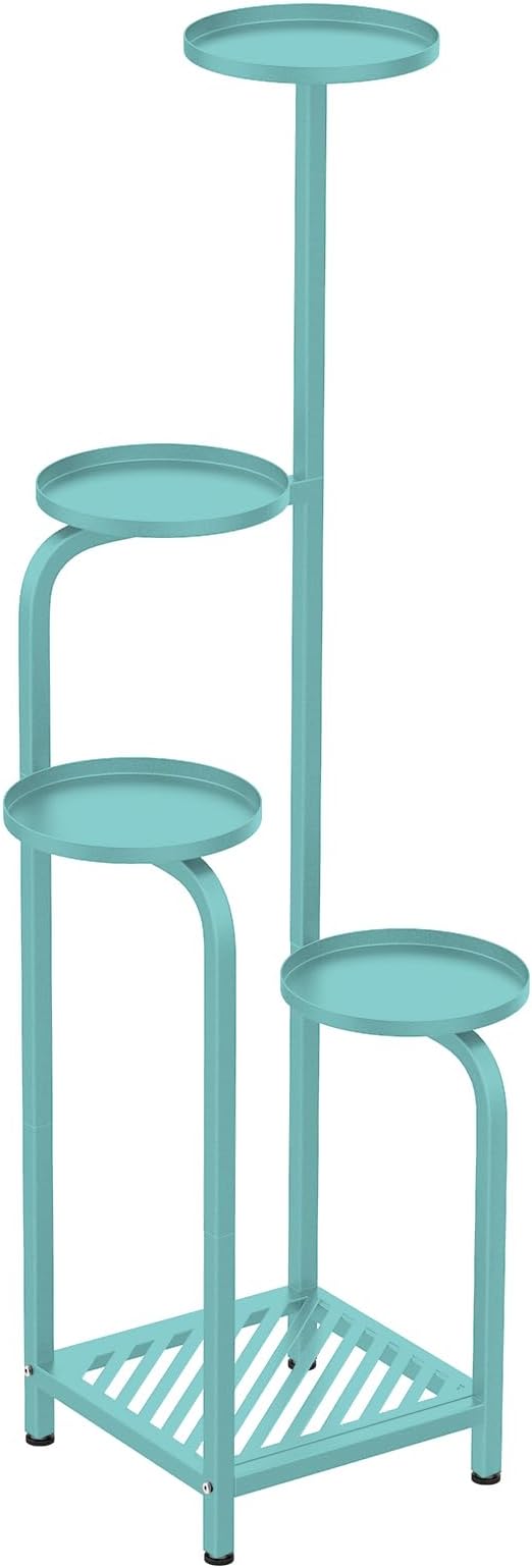 TOSKING 5 Tier Tall Plant Stand Indoor Outdoor, Heavy Duty Corner Shelf for Plants & Decor, Space Saving 3.9FT Metal Flower Pot Stand for Balcony, Garden, Living Room, Patio (Blue, 47in)