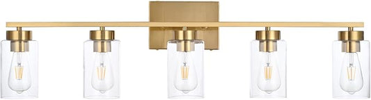 5 Light Bathroom Vanity Light Fixtures, Brushed Brass Modern Wall Lights - Image 2