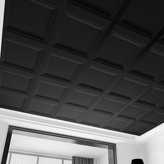 Art3d 12-Pack Square Black Drop Ceiling Tile 2ft x 2ft, PVC Ceiling Panel 24 x - Image 2