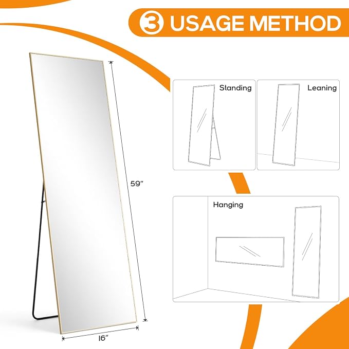 Mirror Full Length, Upgraded 16"x59" Body Wall Mirrors - Image 7