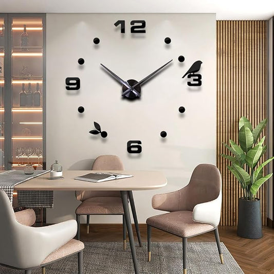 DIY 3D Wall Clock Large Frameless Watch Mirror Surface Wall Art Clock - Image 2
