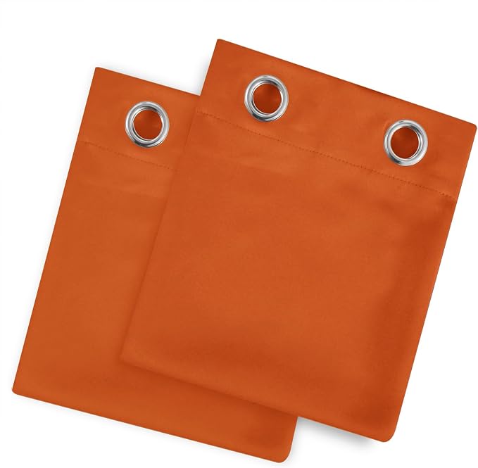 LEMOMO Orange Blackout Curtains 42 x 54 Inch Length Set of 2 Panels Grommet - Image 9