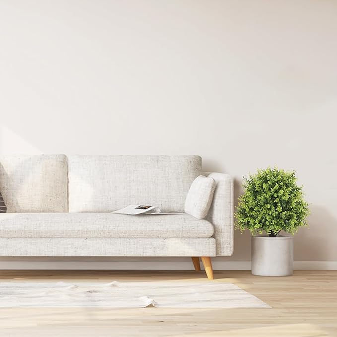 THE BLOOM TIMES 2ft Faux Boxwood Plants Outdoor Set of 2, Topiary Balls Artificial Outside Trees, 24" UV Resistant Fake Greenery Bushes & Shrubs for Front Porch Planter