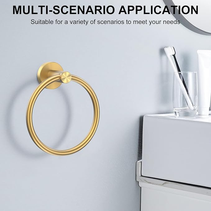 SetSail Towel Holder Screw-in Gold Towel Ring - Image 7