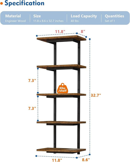 Harwaya 5 Tier Wall Bookshelf Unit - Image 2