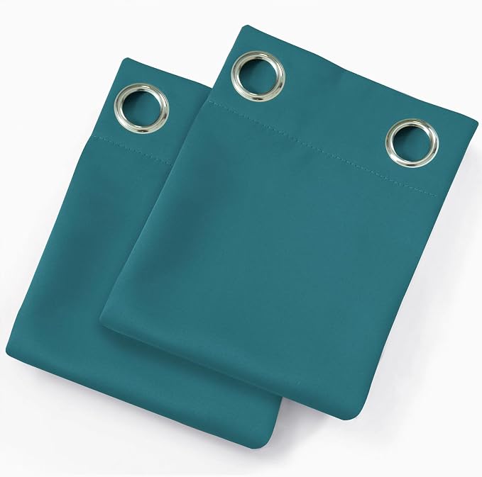 LEMOMO Blackout Curtains 66 x 54 Inch Long Sea Teal Curtains Set of 2 Panels - Image 9