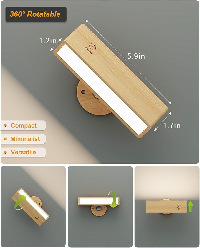 DetarZinLED Wooden Wall Sconce Battery Operated - Image 7