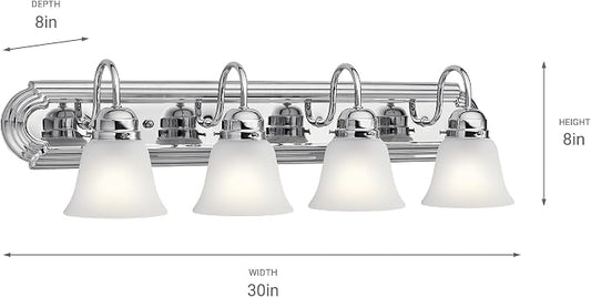 Kichler 30" 4-Light Vanity Bath Light in Chrome, Modern Bathroom Light - Image 2