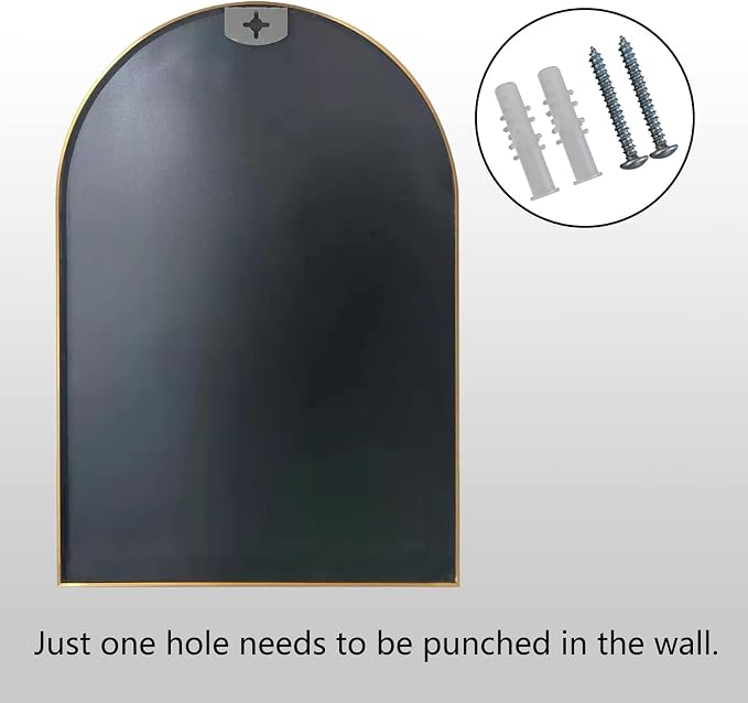 HARRITPURE 2Pcs Arched Bathroom Mirror Wall Mounted Mirror Aluminum Alloy Frame - Image 6