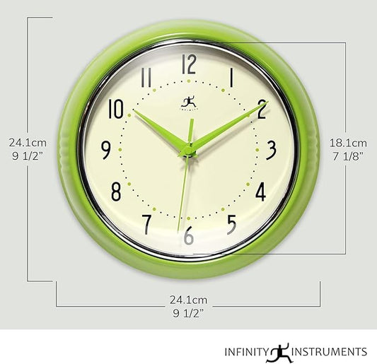 Infinity Instruments LTD. Retro 9 inch Silent Sweep Non-Ticking Mid Century - Image 2