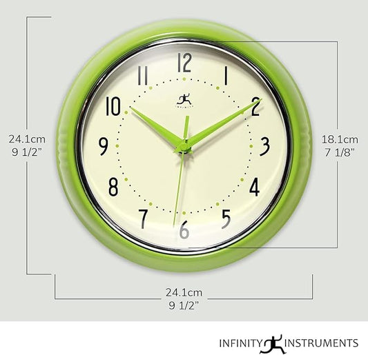 Infinity Instruments Retro 9 inch Silent Sweep Non-Ticking Mid Century Modern - Image 2