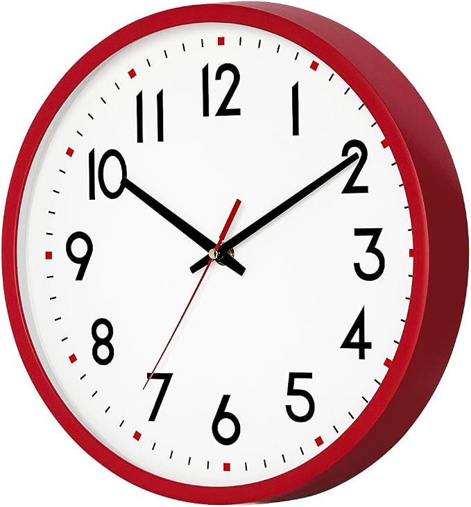 HZDHCLH Wall Clock Red, Silent Wall Clocks Battery Operated 12 Inch Modern Non - Image 8