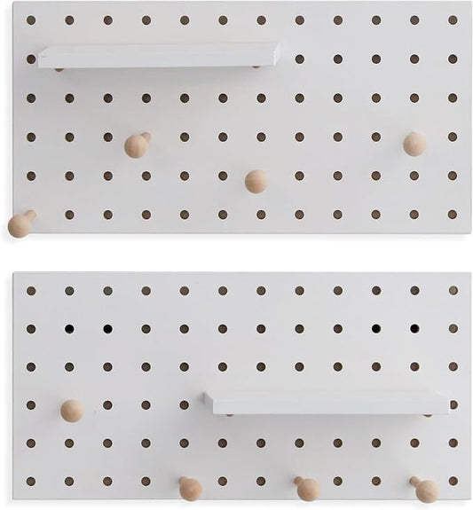 Wooden Pegboard Accessories Set: Modular Wall Hooks & Shelf - Image 2