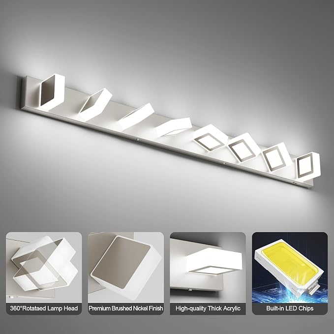 Ralbay 52inch Brushed Nickel Vanity Lights 8 Lights Dimmable 5 Color - Image 9