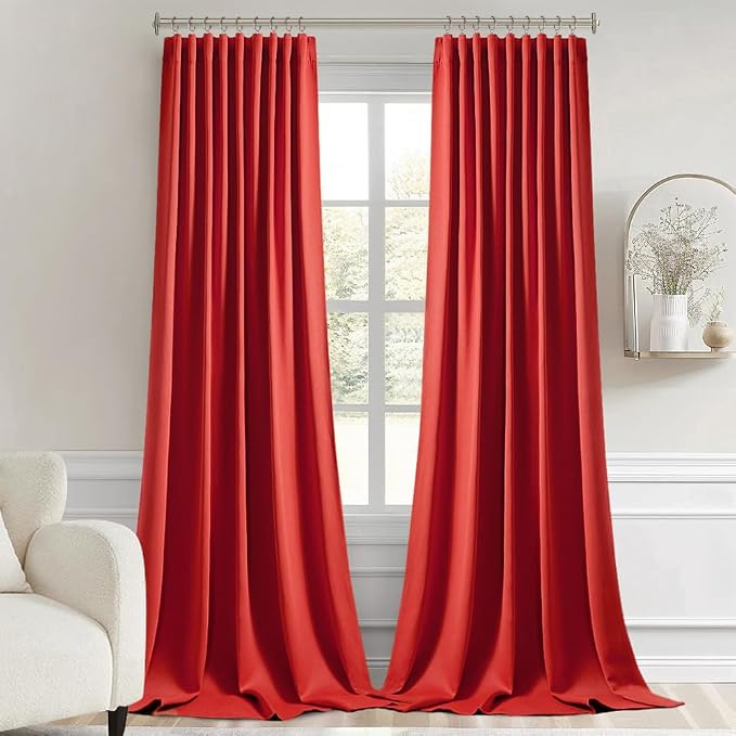 MIULEE Christmas Red Back Tab Blackout Curtains 102 Inch Long 2 Panels Set - Image 9