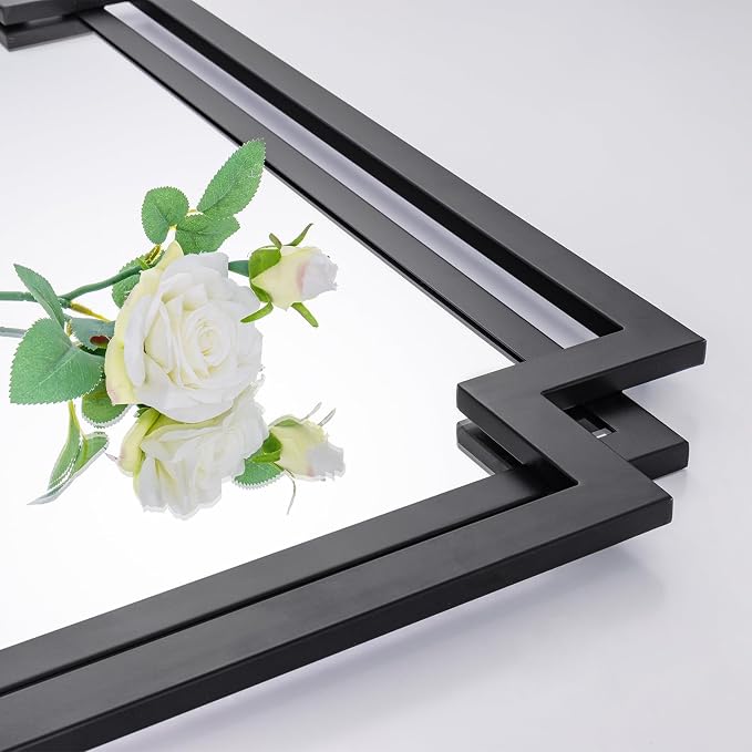 20" x 30" Wall Mirror for Living Room Decor, Irregular Black Mirror - Image 9