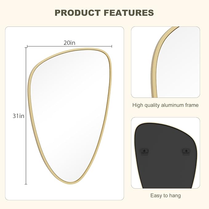 WallBeyond Asymmetrical Mirror, Irregular Wall Mirror, Wall Mirrors Decorative - Image 7