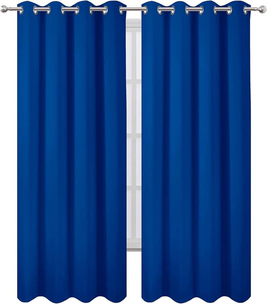 LEMOMO Blackout Curtains 52 x 120 Inch Long Royal Blue Curtains Set of 2 Panels - Image 2