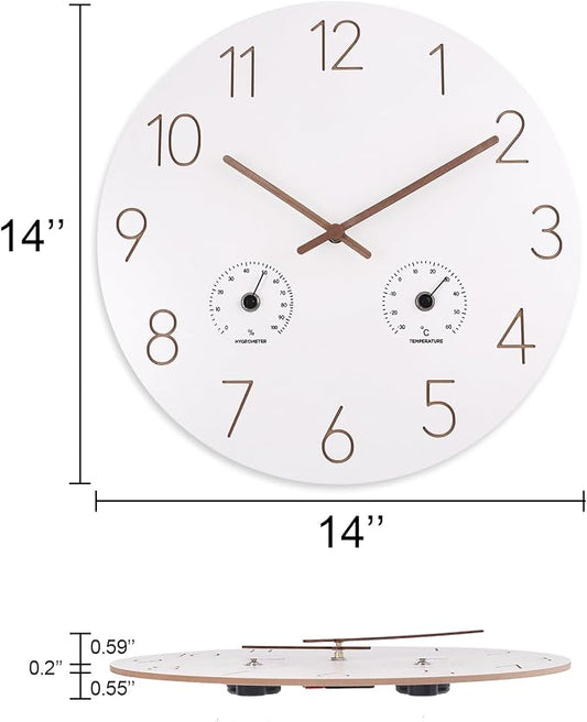 14 Inch Wall Clock, Wooden Frame Wall Clocks Decorative - Image 2