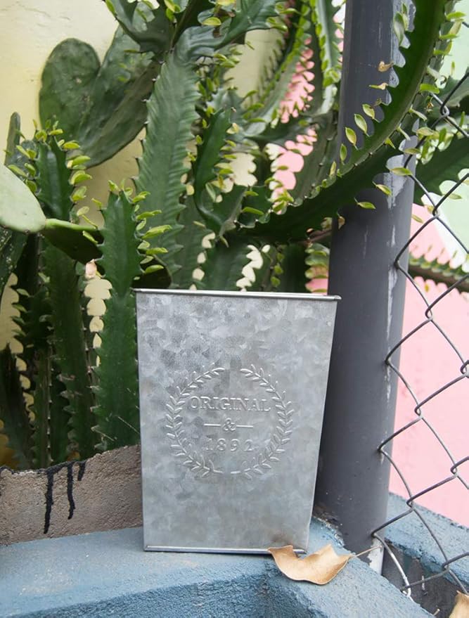 LESEN Galvanized Metal Wall Planter,Farmhouse Wall Decor Hanging Wall Vase Pocket Planters Flowers Holder Country Rustic Home Wall Decor,Set of 2