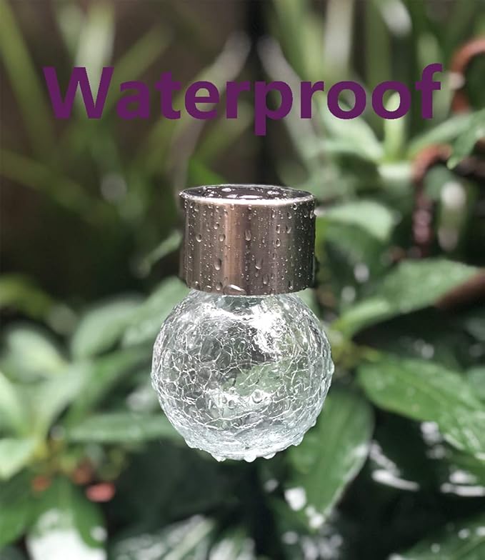 Hanging Solar Powered Warm White LED Light, Cracked Glass Ball Light, Waterproof Outdoor Christmas Decorative Lantern for Garden, Yard, Patio, Lawn (Single Color, 12)