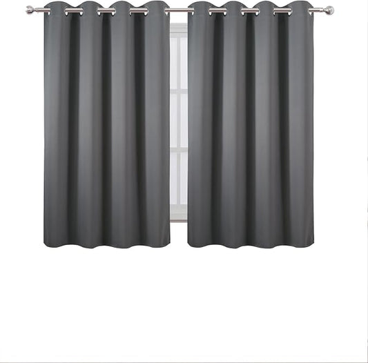LEMOMO Blackout Curtains 66 x 54 Inch Long Frost Grey Curtains Set of 2 Panels - Image 2