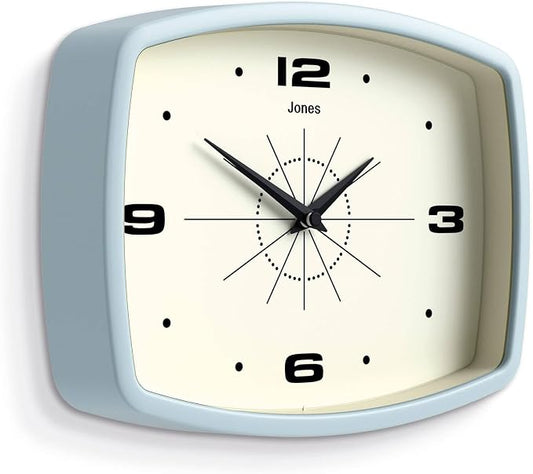 JONES CLOCKS® Movie wall Clock | Retro Rectangular Clock | 10 inch | Pale Blue - Image 2