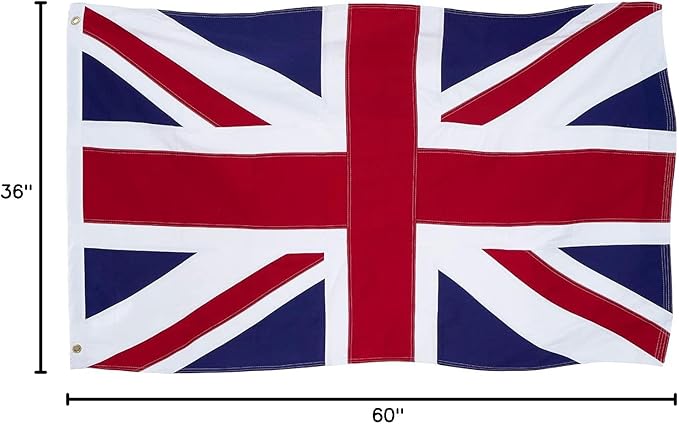 Homissor British Flag Cotton 3x5 Union Jack England Flags Embroidered Sewn Stripes United Kingdom UK Flag Heavy Duty Indoor