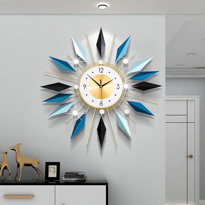 Large Metal Decorative Wall Clocks Silent Non-Ticking, 3D Modern Art Clock Home - Image 8