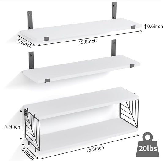 Fixwal 3+1 Tier Bathroom Floating Shelves Over Toilet, 15.8in Farmhouse Rustic - Image 2