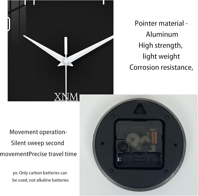 XNM Black Wall Clock Round 24 Inch Battery Operated Silent Wall Clock - Image 9