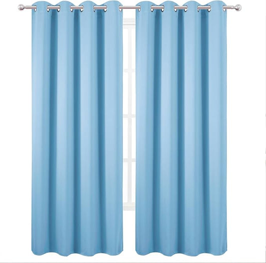 LEMOMO Blackout Curtains 52 x 120 Inch Long Sky Blue Curtains Set of 2 Panels - Image 2