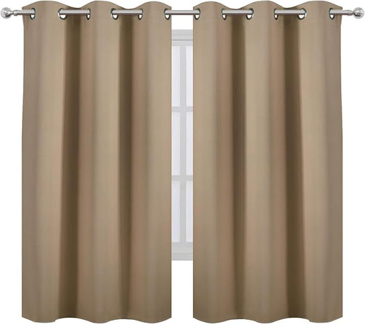 LEMOMO Blackout Curtains 42 x 63 inch/Natural Curtains Set of 2 Panels/Thermal - Image 2
