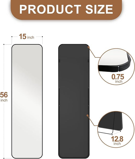 Delma Full Length Mirror, Wall Mounted, Freestanding or Leaning, Rounded - Image 2